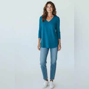 Judy P Women’s Teal 3/4 Sleeve Tunic Size Small